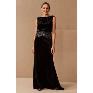 NWT‎ Tadashi Shoji Josepha Dress Size 16 Black Velvet Gown